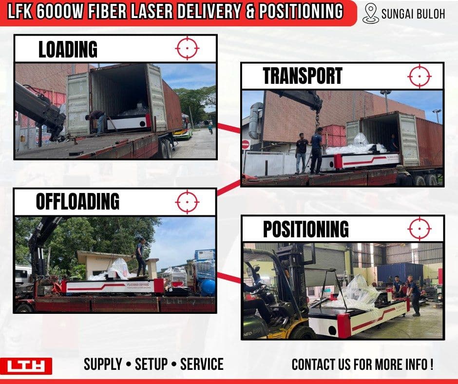 LFK 6000W Fiber Laser Cutting Machine Delivery to Sungai Buloh — loading, transport,…