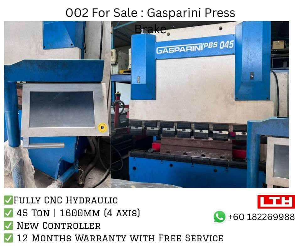 002 For Sale – Gasparini CNC Press Brake (Retrofit with New Controller)